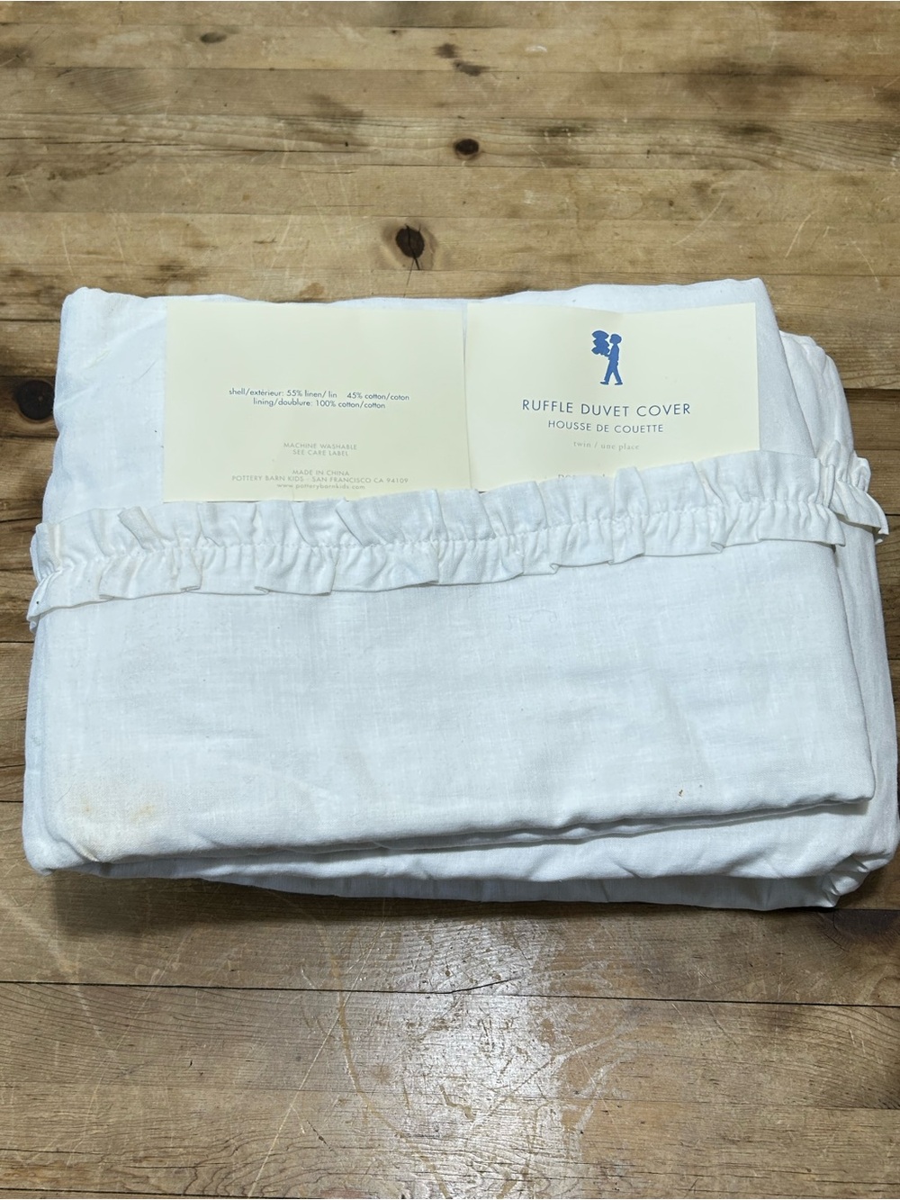 Pottery Barn Kids Twin Linen Cotton Ruffle Duvet Cover